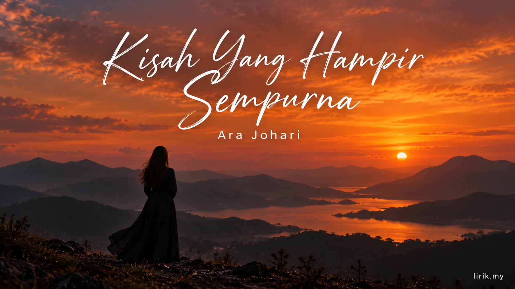 Kisah Yang Hampir Sempurna – Ara Johari, ilustrasi siluet wanita berlatar matahari terbenam